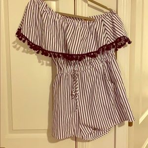 Striped Romper with tassels